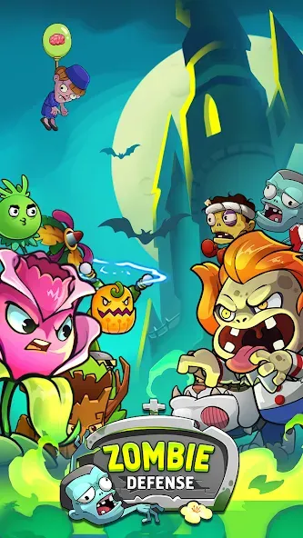 Zombie Defense - Plants War (Зомби Дефенс) МОД/Взлом [Меню, Бесконечные монеты и Открытые уровни] Screenshot 1