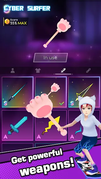 Cyber Surfer (Сайбер Серфер) МОД/Взлом [Много денег, Монет и Все открыто] Screenshot 5