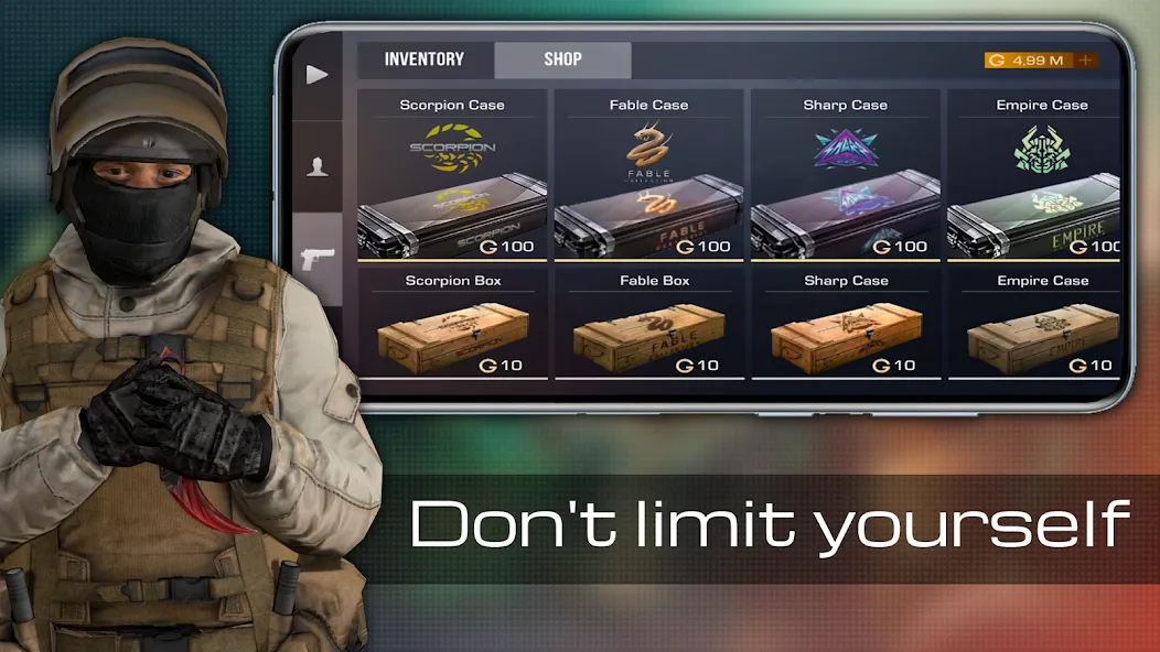 Case guns Simulator Standoff 2 МОД/Взлом [Все открыто, Дополнительные деньги и Меню MOD] Screenshot 4