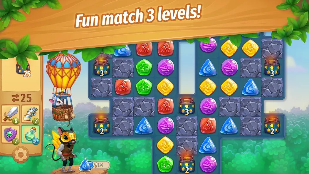 Strongblade: Match 3 Game (Стронгблейд) МОД/Взлом [Меню, Бесконечные монеты и Открытые уровни] Screenshot 2