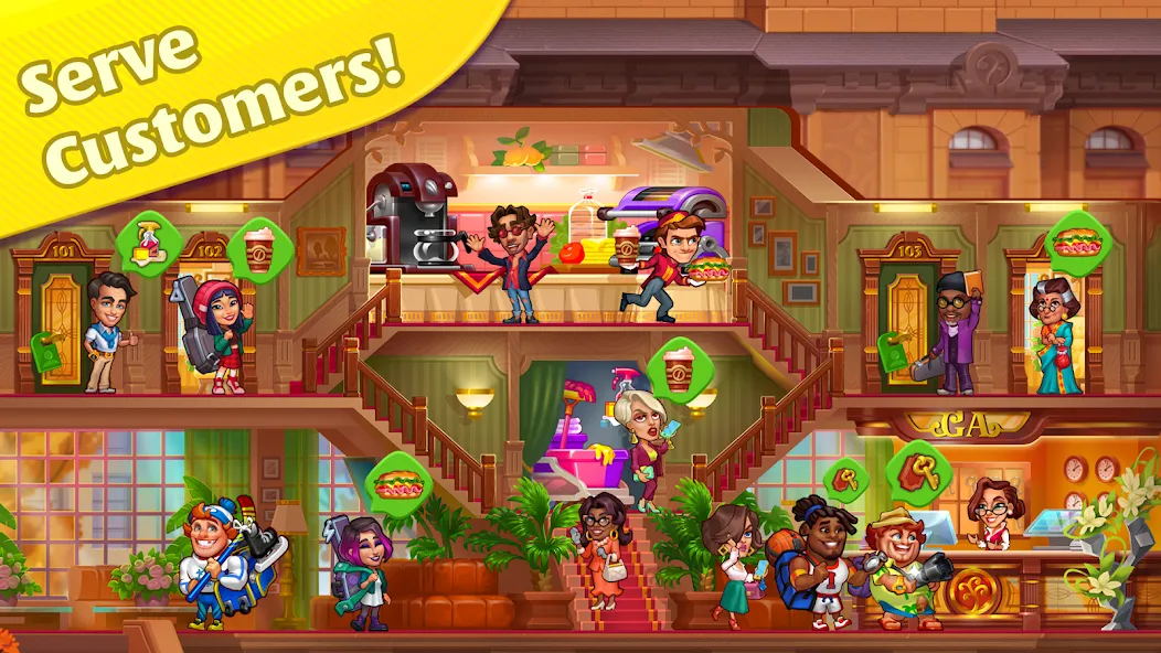 Grand Hotel Mania: Hotel games (Гранд Отель Мания) МОД/Взлом [Все открыто, Дополнительные деньги и Меню MOD] Screenshot 4