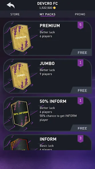 DEVCRO 22 - Draft, Packs (ДЕВКРО ФУТ 22) МОД/Взлом [Все открыто, Дополнительные деньги и Меню MOD] Screenshot 3