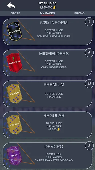 DEVCRO 23 - Draft, Packs! (ДЕВКРО ФУТ 23) МОД/Взлом [Много денег, Монет и Все открыто] Screenshot 2