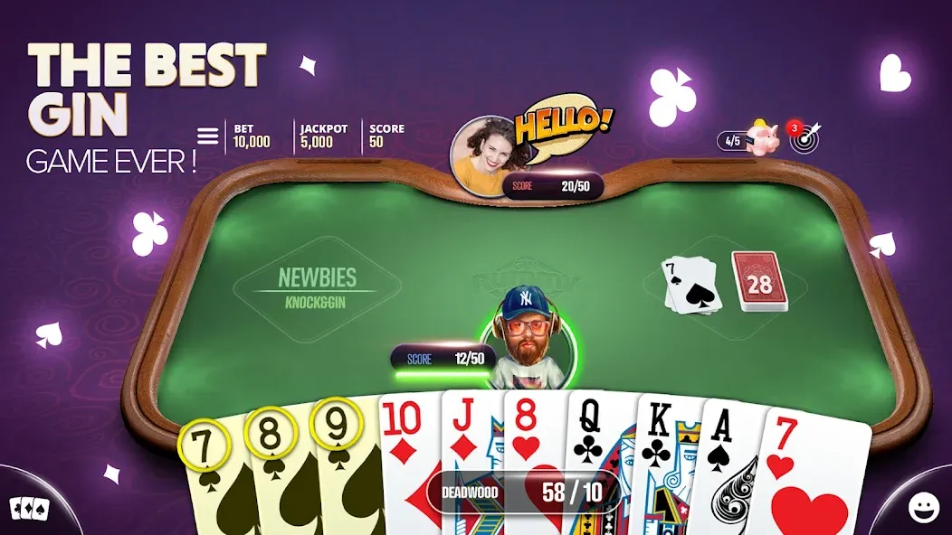 Gin Rummy Extra - Online Rummy (Джин Рамми Экстра) МОД/Взлом [Много монет, Открытые уровни и Мега MOD] Screenshot 1