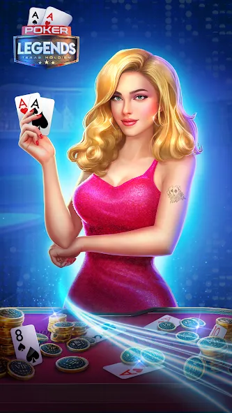 Poker Legends - Texas Hold'em (Покер Легенды) МОД/Взлом [Много денег, Монет и Все открыто] Screenshot 1