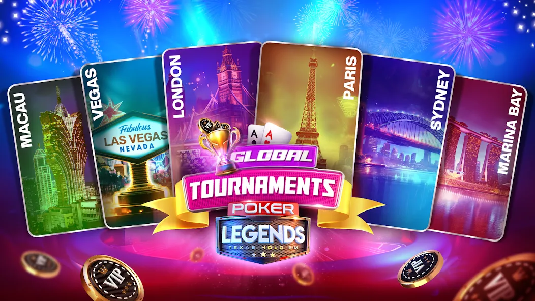 Poker Legends - Texas Hold'em (Покер Легенды) МОД/Взлом [Много денег, Монет и Все открыто] Screenshot 3