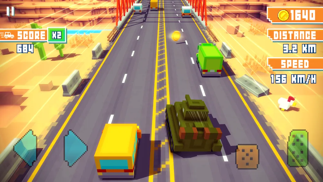Blocky Highway: Traffic Racing (Блоки Хайвей) МОД/Взлом [Все открыто, Дополнительные деньги и Меню MOD] Screenshot 1