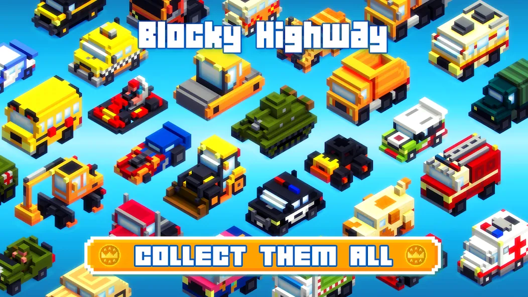 Blocky Highway: Traffic Racing (Блоки Хайвей) МОД/Взлом [Все открыто, Дополнительные деньги и Меню MOD] Screenshot 3