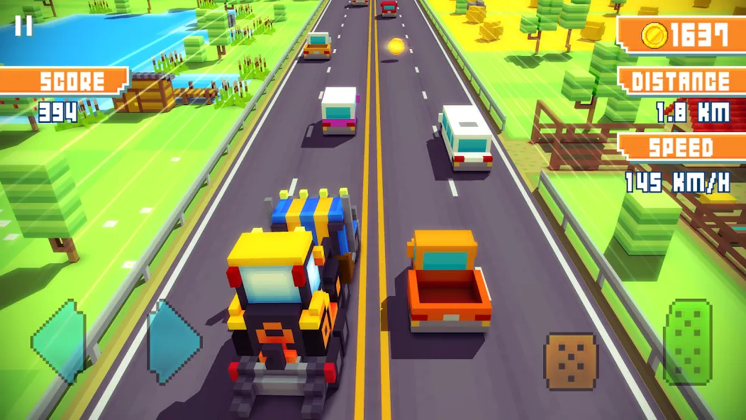 Blocky Highway: Traffic Racing (Блоки Хайвей) МОД/Взлом [Все открыто, Дополнительные деньги и Меню MOD] Screenshot 4