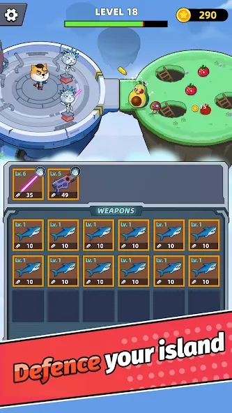 Merge Weapons：Air Island TD МОД/Взлом [Много монет, Открытые уровни и Мега MOD] Screenshot 4