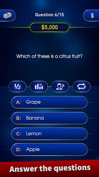 Millionaire 2024 Trivia Quiz МОД/Взлом [Меню, Бесконечные монеты и Открытые уровни] Screenshot 1