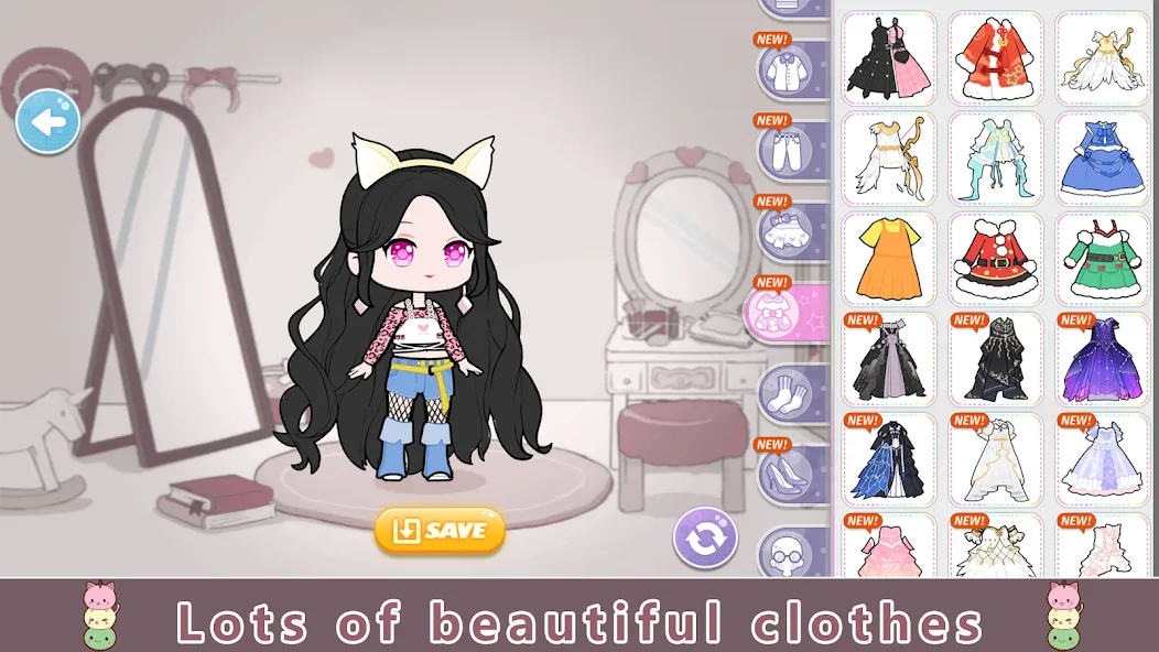YOYO Doll Anime Dress Up Game (ЙОЙО) МОД/Взлом [Все открыто, Дополнительные деньги и Меню MOD] Screenshot 2