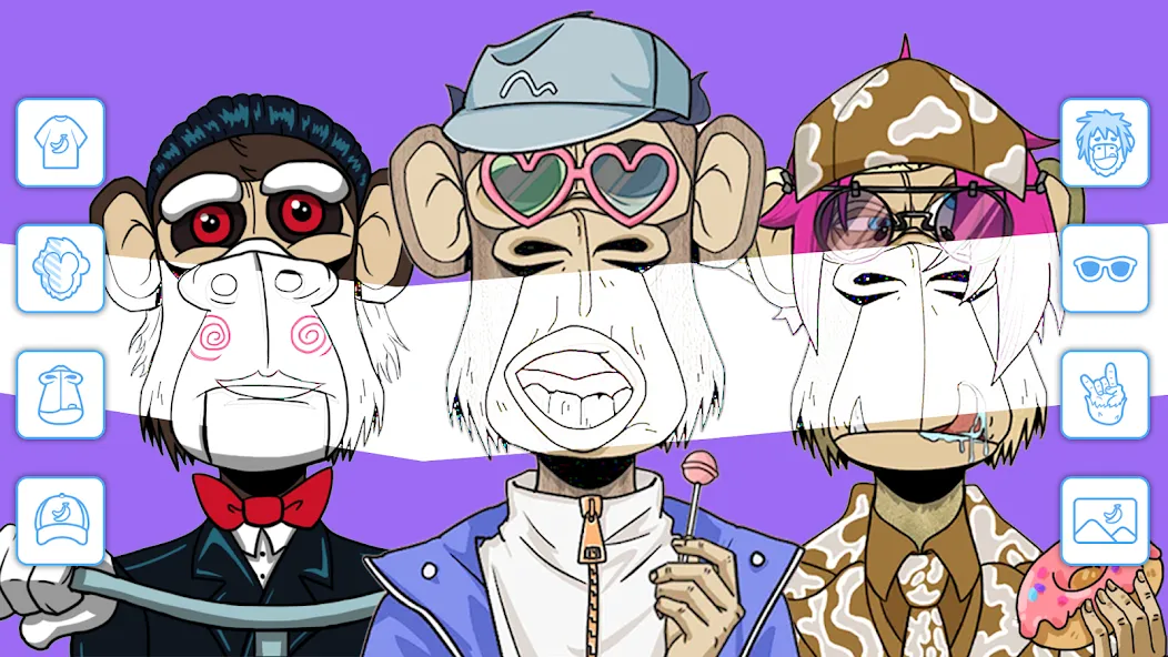 Bored Ape Creator - NFT Art (Боред Эйп Криэйтор) МОД/Взлом [Меню, Бесконечные монеты и Открытые уровни] Screenshot 3