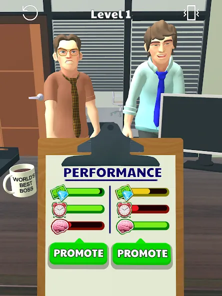 Boss Life 3D: Office Adventure (Босс Лайф 3Д) МОД/Взлом [Меню, Бесконечные монеты и Открытые уровни] Screenshot 5