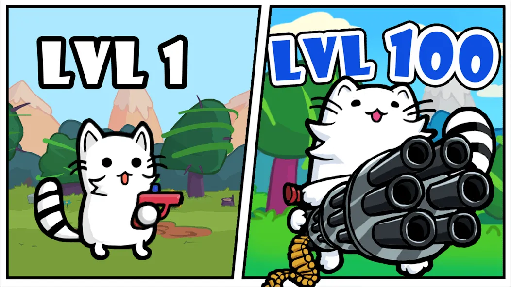 Stickman Cat Gun offline games МОД/Взлом [Меню, Бесконечные монеты и Открытые уровни] Screenshot 1