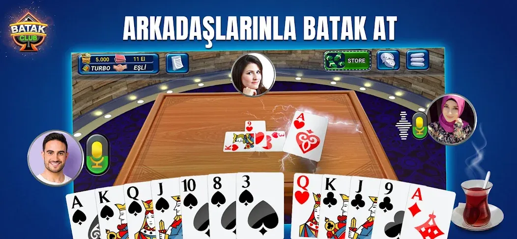 Batak Club - Play Spades (Батак Клуб) МОД/Взлом [Бесконечные деньги, Монеты и Мега MOD] Screenshot 1