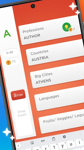 Stop - Categories Word Game МОД/Взлом [Все открыто, Дополнительные деньги и Меню MOD] Screenshot 1
