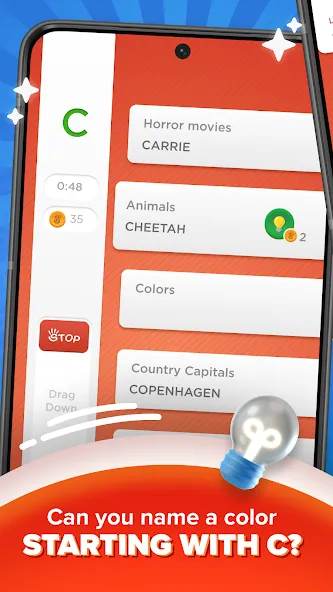 Stop - Categories Word Game МОД/Взлом [Все открыто, Дополнительные деньги и Меню MOD] Screenshot 3
