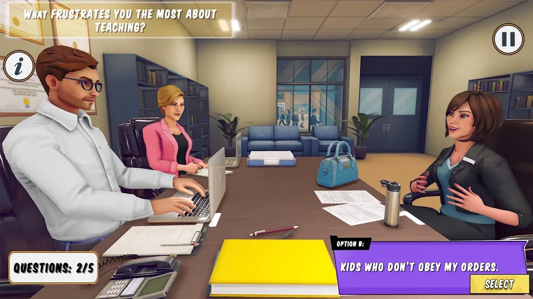High School Teacher Simulator МОД/Взлом [Все открыто, Дополнительные деньги и Меню MOD] Screenshot 1