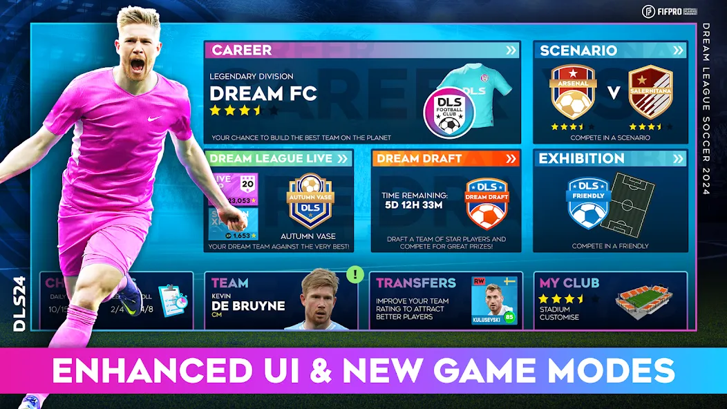 Dream League Soccer 2024 (Дрим Лиг Соккер 2023) МОД/Взлом [Много монет, Открытые уровни и Мега MOD] Screenshot 1