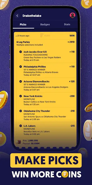 Fliff - Sports Picks (Флифф) МОД/Взлом [Много денег, Монет и Все открыто] Screenshot 2