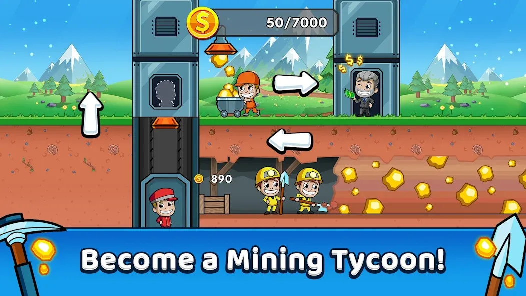 Idle Miner Tycoon: Gold Games МОД/Взлом [Много денег, Монет и Все открыто] Screenshot 1
