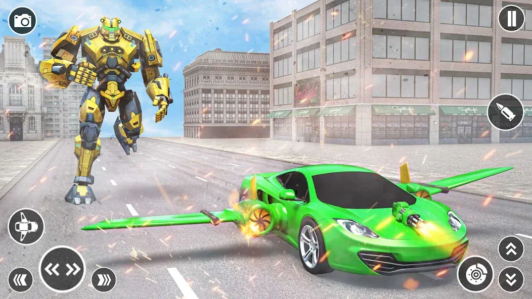 Flying Car Robot Shooting Game МОД/Взлом [Деньги, Монеты и Меню MOD] Screenshot 4