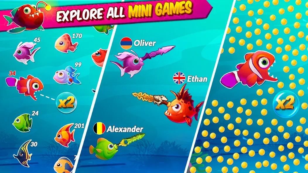 Big Eat Fish Games Shark Games МОД/Взлом [Много денег, Монет и Все открыто] Screenshot 1