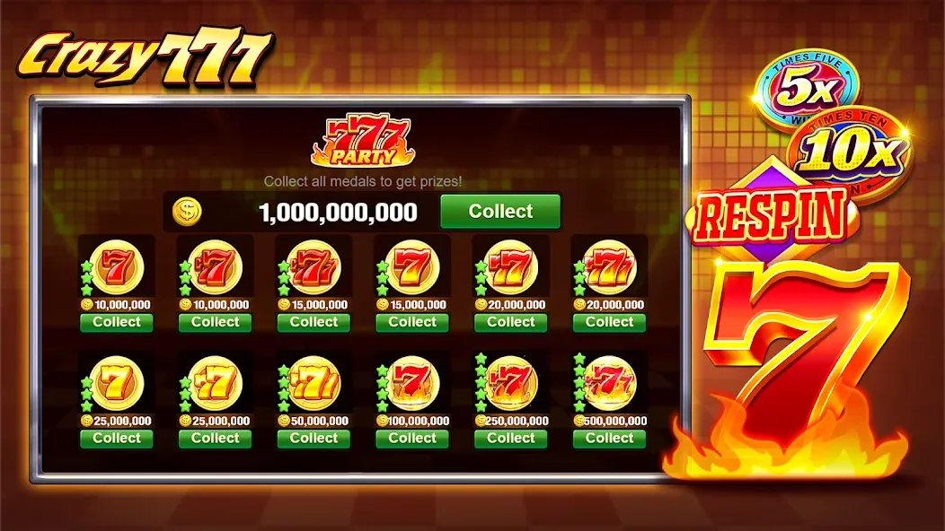 Crazy 777 Slot-TaDa Games (Крэйзи 777 Слот) МОД/Взлом [Деньги, Монеты и Меню MOD] Screenshot 3
