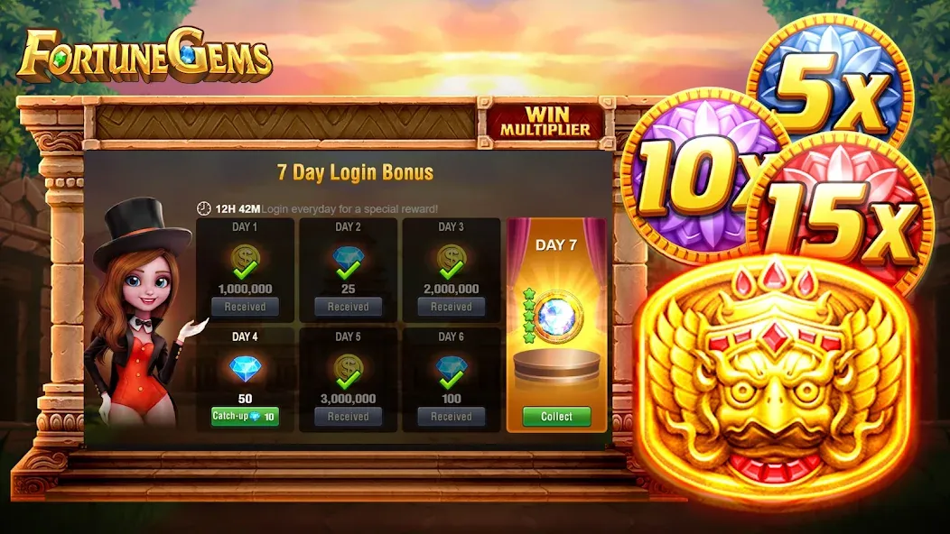 Slot Fortune Gems-TaDa Games (Слот Форчун Гемс) МОД/Взлом [Все открыто, Дополнительные деньги и Меню MOD] Screenshot 3