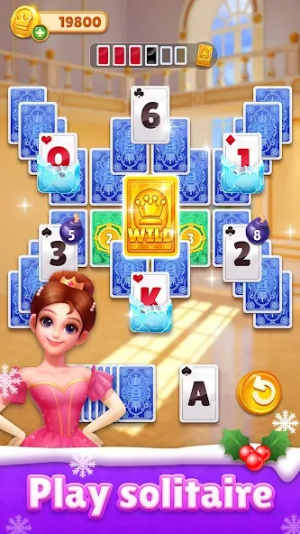 Royal Solitaire Tripeaks МОД/Взлом [Меню, Бесконечные монеты и Открытые уровни] Screenshot 1