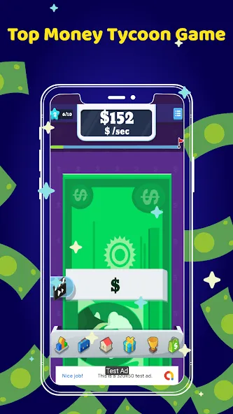 Money Clicker Game -Money Rain МОД/Взлом [Меню, Бесконечные монеты и Открытые уровни] Screenshot 1
