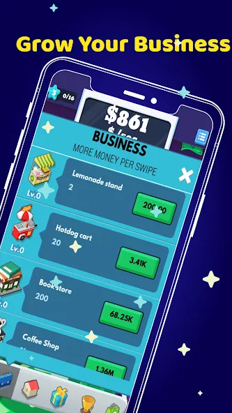 Money Clicker Game -Money Rain МОД/Взлом [Меню, Бесконечные монеты и Открытые уровни] Screenshot 3