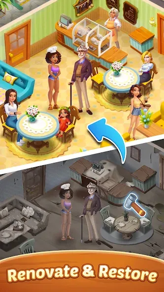 Seaside Escape®: Merge & Story (Сисайд Эскейп) МОД/Взлом [Меню, Бесконечные монеты и Открытые уровни] Screenshot 4