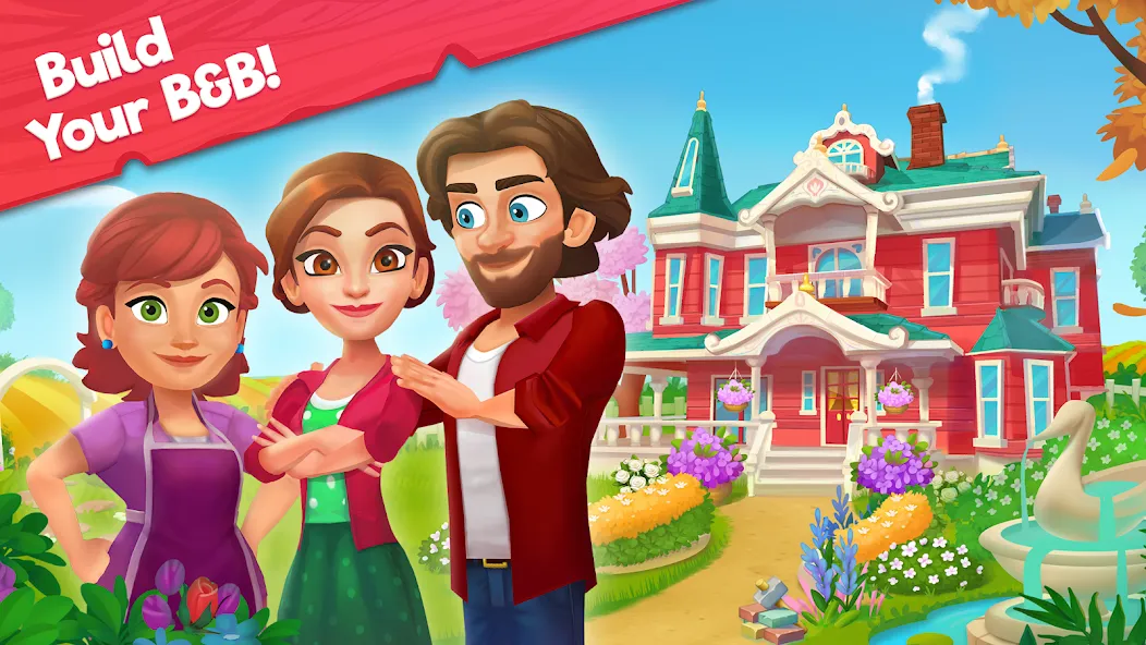 Delicious B&B: Decor & Match 3 МОД/Взлом [Много денег, Монет и Все открыто] Screenshot 1