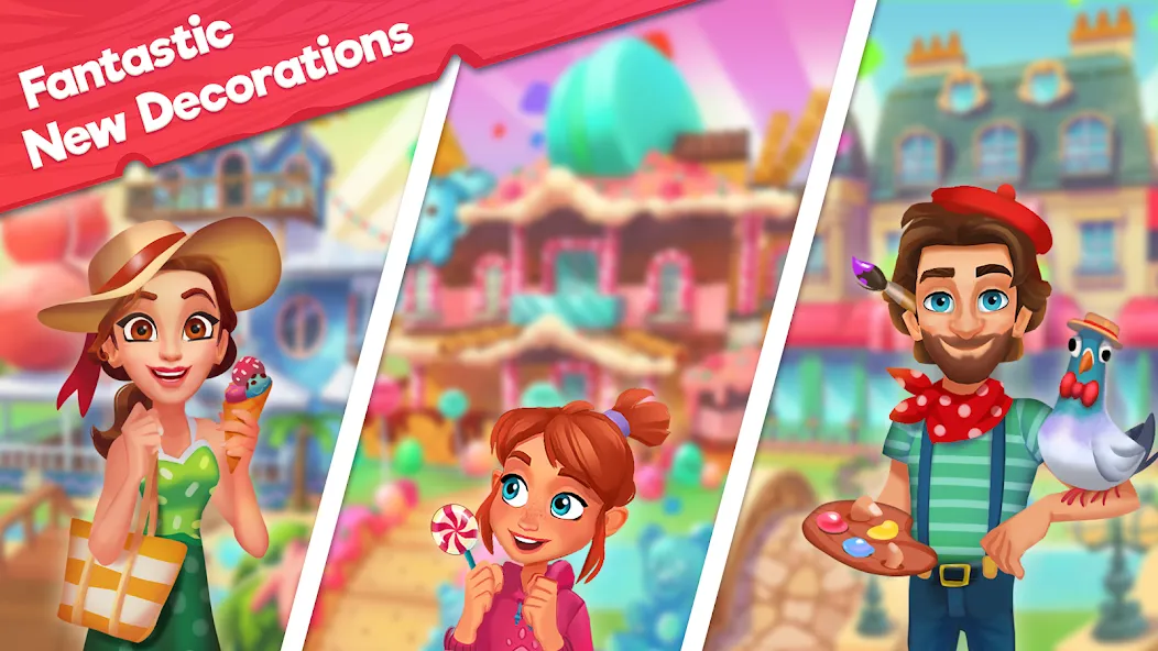 Delicious B&B: Decor & Match 3 МОД/Взлом [Много денег, Монет и Все открыто] Screenshot 2
