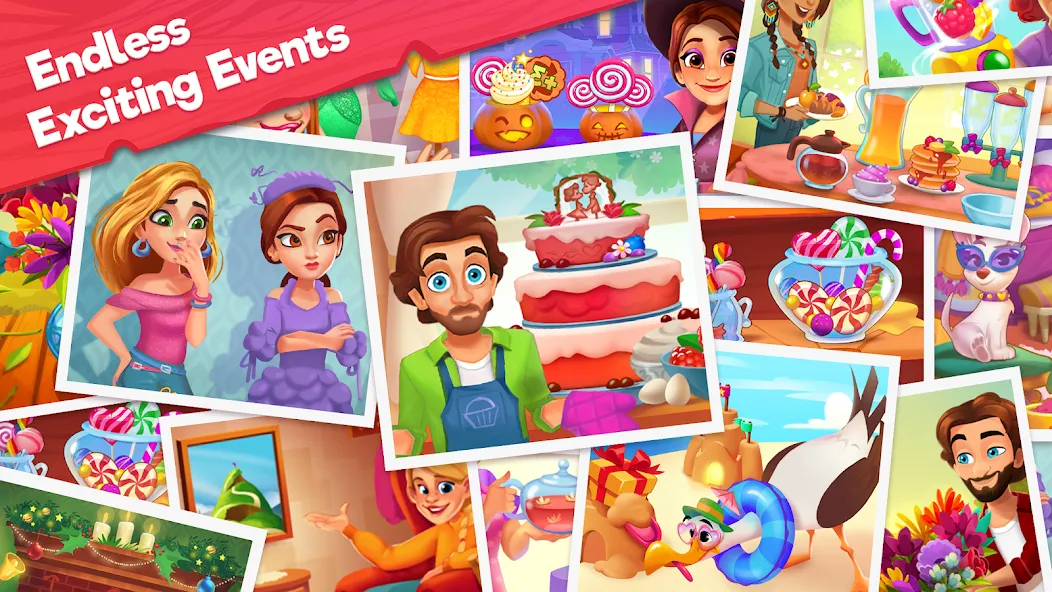Delicious B&B: Decor & Match 3 МОД/Взлом [Много денег, Монет и Все открыто] Screenshot 3