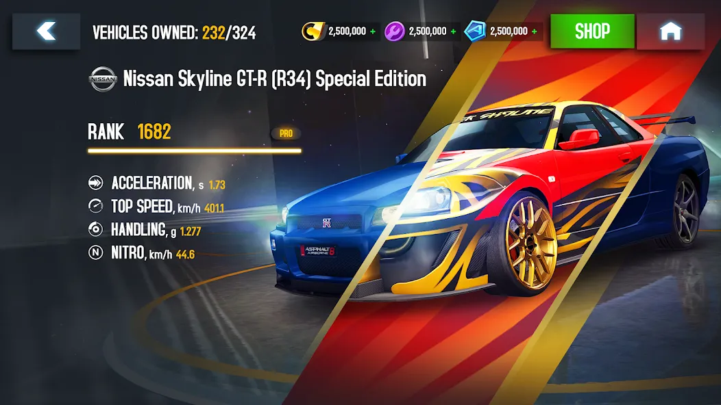 Asphalt 8 - Car Racing Game (Асфальт 8) МОД/Взлом [Много монет, Открытые уровни и Мега MOD] Screenshot 2