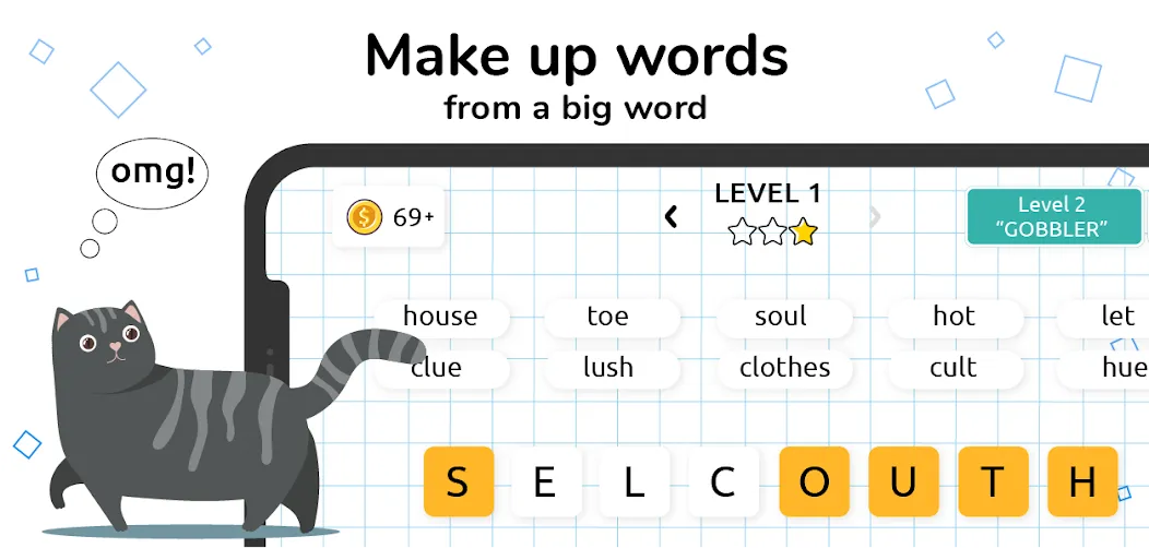 Words in Word МОД/Взлом [Деньги, Монеты и Меню MOD] Screenshot 1