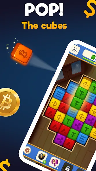 Crypto Blocks Puzzle Challenge МОД/Взлом [Деньги, Монеты и Меню MOD] Screenshot 1