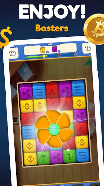 Crypto Blocks Puzzle Challenge МОД/Взлом [Деньги, Монеты и Меню MOD] Screenshot 5
