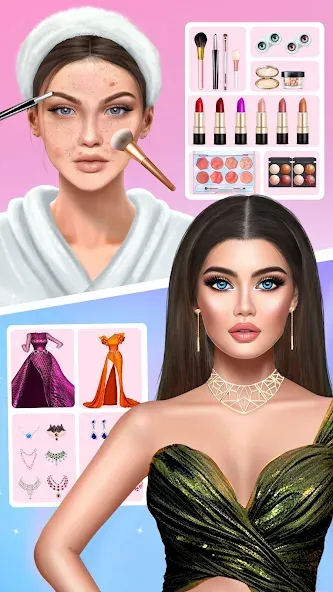 DIY Makeup: Beauty Makeup Game МОД/Взлом [Все открыто, Дополнительные деньги и Меню MOD] Screenshot 1