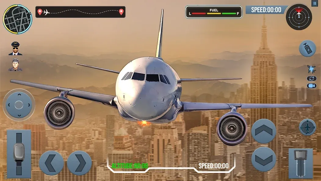 Airplane Simulator Plane Games МОД/Взлом [Меню, Бесконечные монеты и Открытые уровни] Screenshot 1