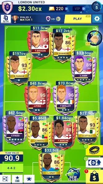 Idle Eleven - Soccer tycoon (Айдл Илевен) МОД/Взлом [Много денег, Монет и Все открыто] Screenshot 1
