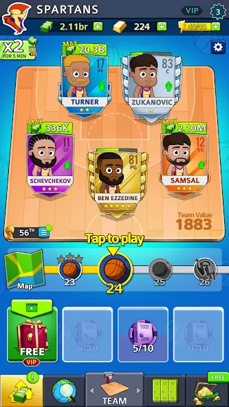 Idle Five Basketball tycoon (Айдл Файв Баскетбольный тайкун) МОД/Взлом [Много денег, Монет и Все открыто] Screenshot 3