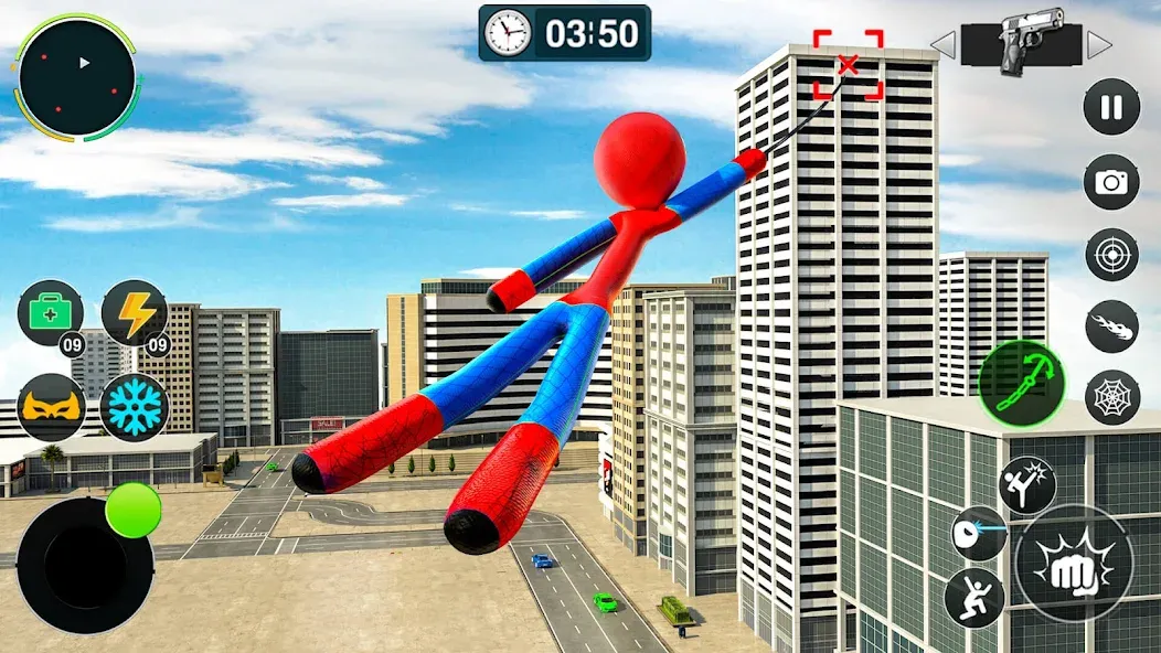 Flying Stickman Rope Hero Game МОД/Взлом [Меню, Бесконечные монеты и Открытые уровни] Screenshot 1