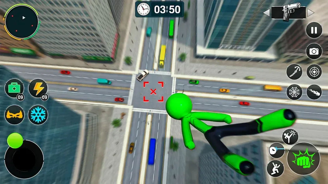 Flying Stickman Rope Hero Game МОД/Взлом [Меню, Бесконечные монеты и Открытые уровни] Screenshot 2