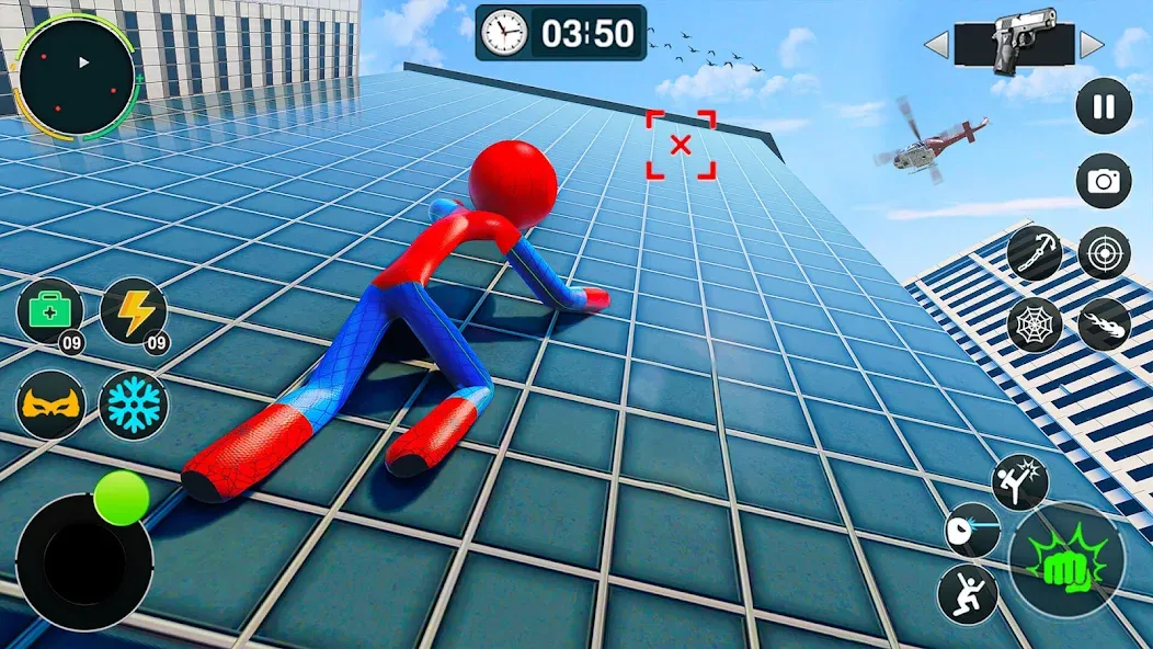 Flying Stickman Rope Hero Game МОД/Взлом [Меню, Бесконечные монеты и Открытые уровни] Screenshot 3