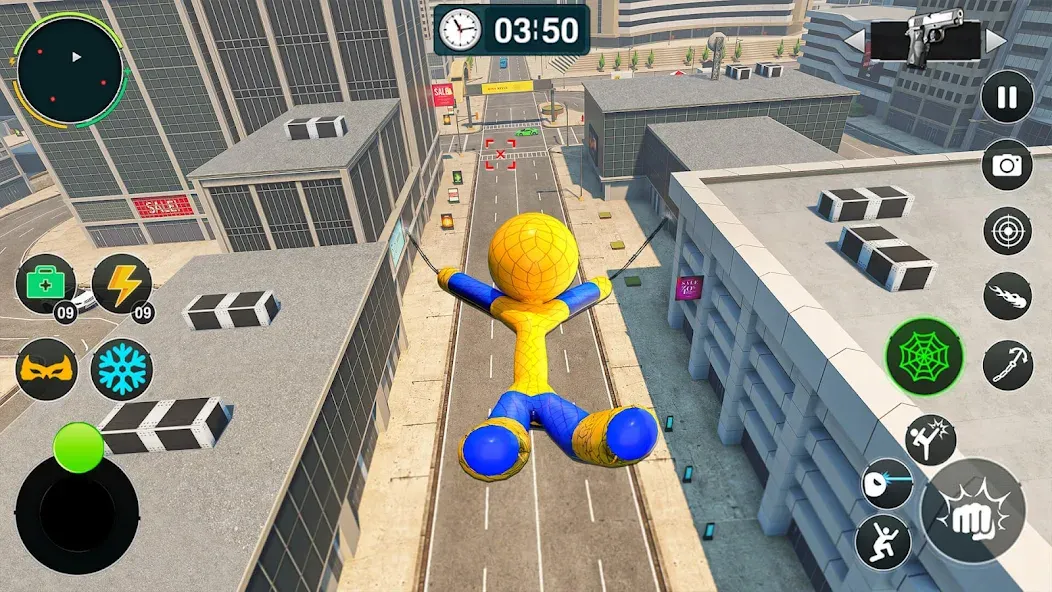 Flying Stickman Rope Hero Game МОД/Взлом [Меню, Бесконечные монеты и Открытые уровни] Screenshot 4
