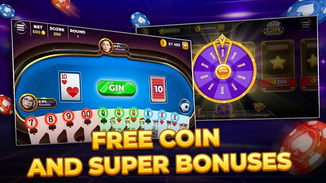 Gin Rummy - Card Game (Джин Рами) МОД/Взлом [Деньги, Монеты и Меню MOD] Screenshot 1